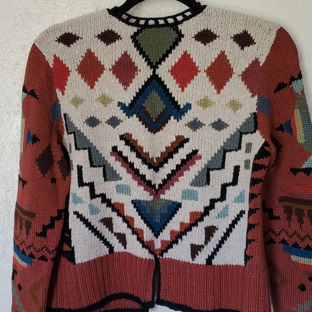 Peruvian Connection 100% Pima Cotton Colorful Southwest Style Shrug Sweater - Picture 9 of 16